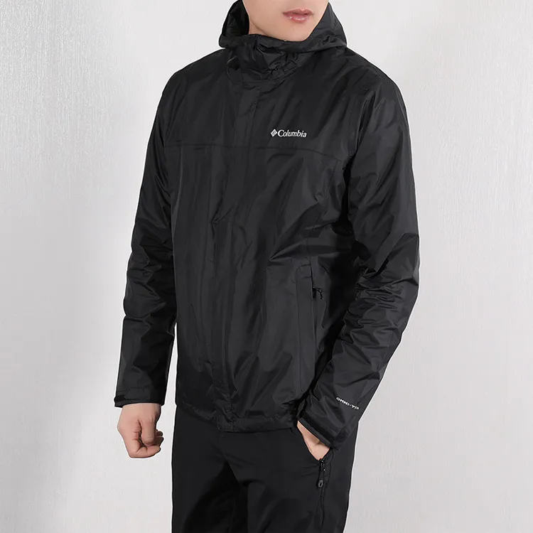 Columbia Outdoor Hiking Waterproof, Windproof, And Breathable Windbreaker Jacket Men's Black-5