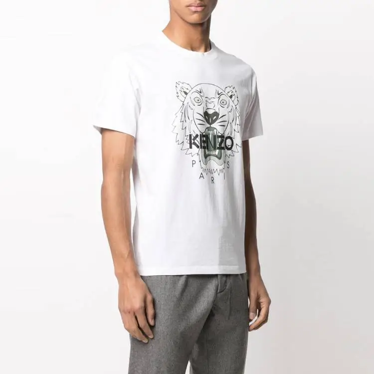 KENZO Classic Tiger Head T Shirts Men White-4