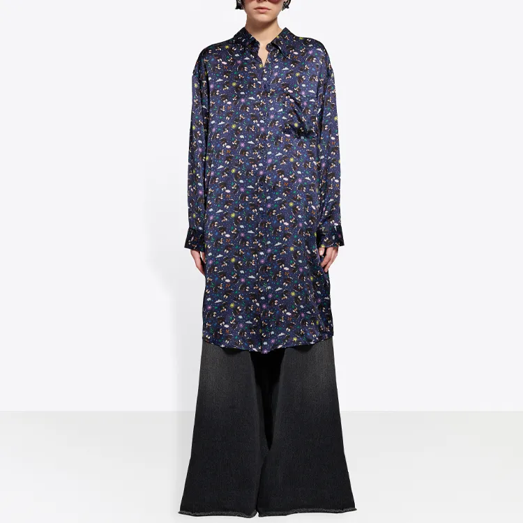 Balenciaga SS21 Short-Sleeved Dresses Regular Fit Women's Dark Blue-2