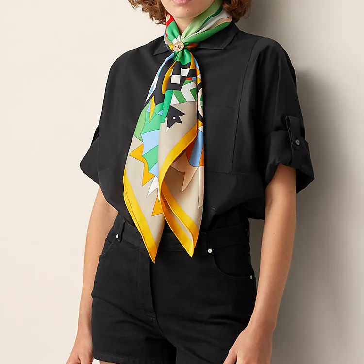 HERMES Celebration Steed Silk Scarves Women's Multicolor-1