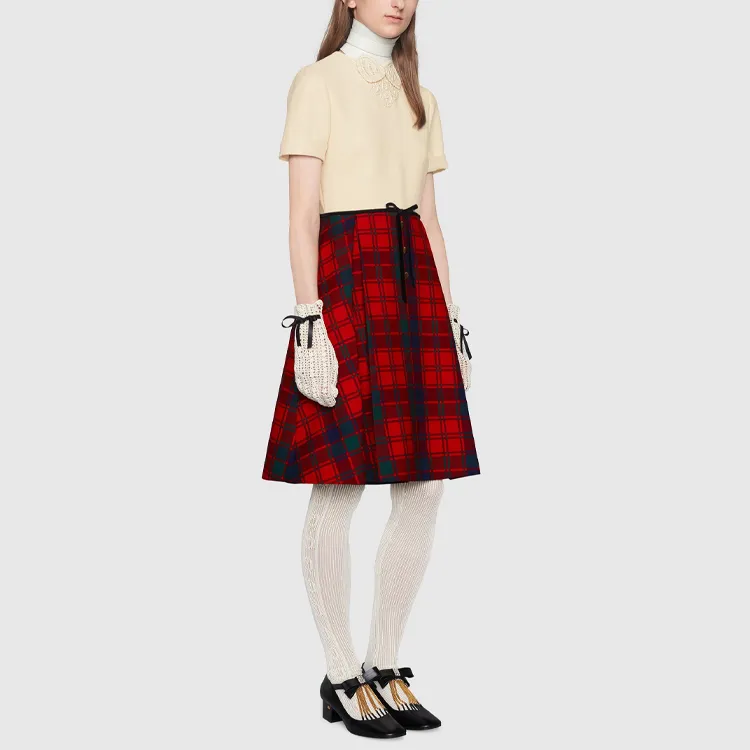 GUCCI Short-Sleeved Dresses Women's Red Yellow Multicolor-3
