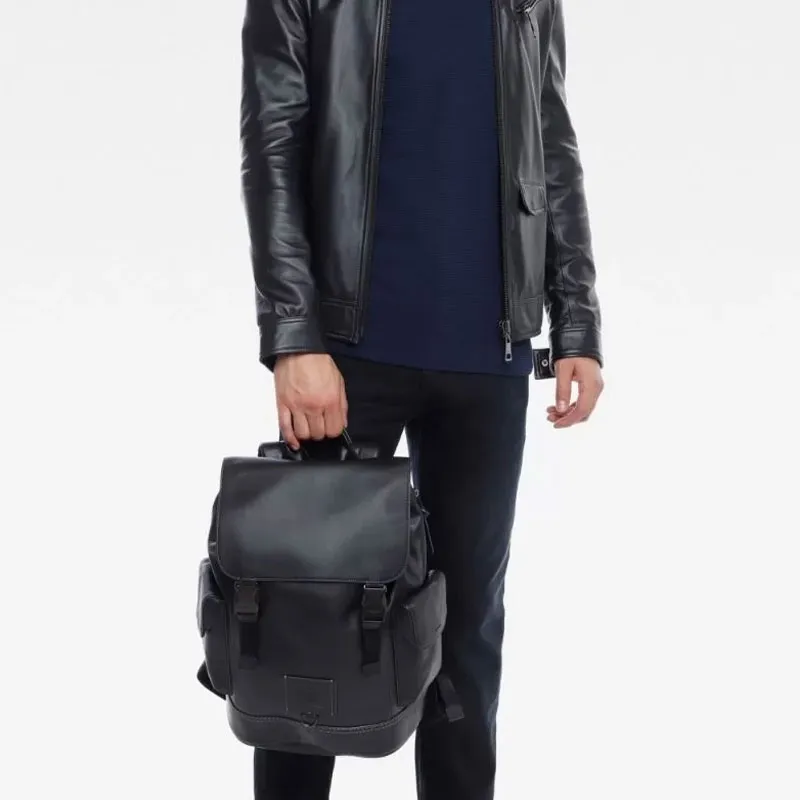 COACH Rivington Leather Travel Bag Backpack Large Size Men's Black-8