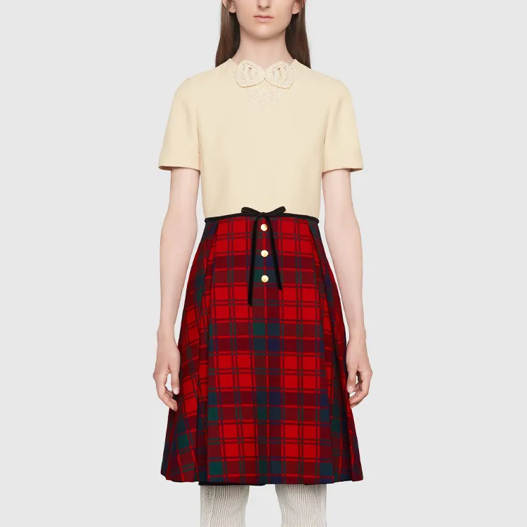 GUCCI Short-Sleeved Dresses Women's Red Yellow Multicolor-1