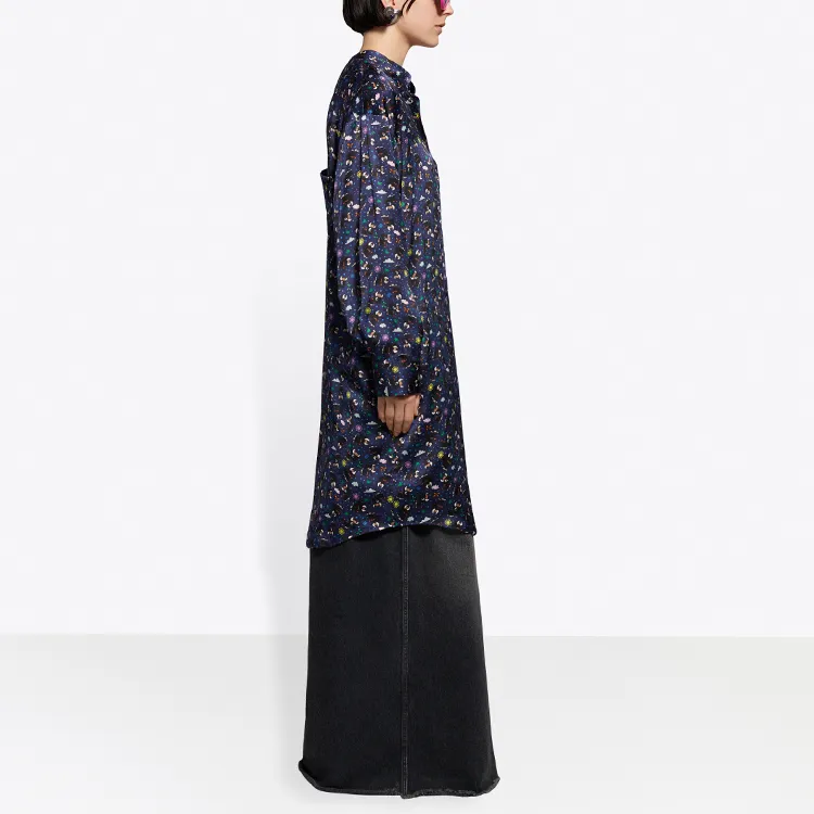 Balenciaga SS21 Short-Sleeved Dresses Regular Fit Women's Dark Blue-4