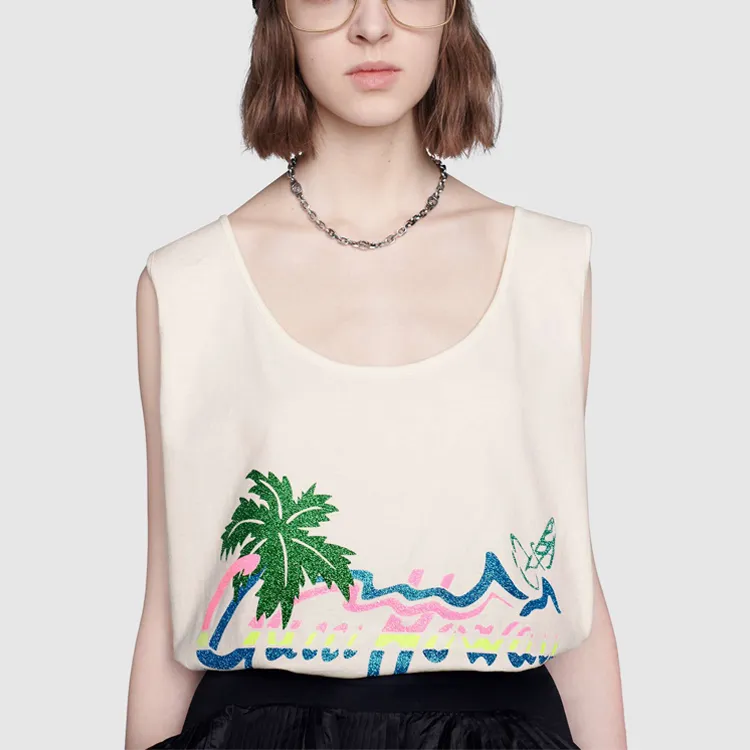 GUCCI Hawaii Printed Tank Top White-2