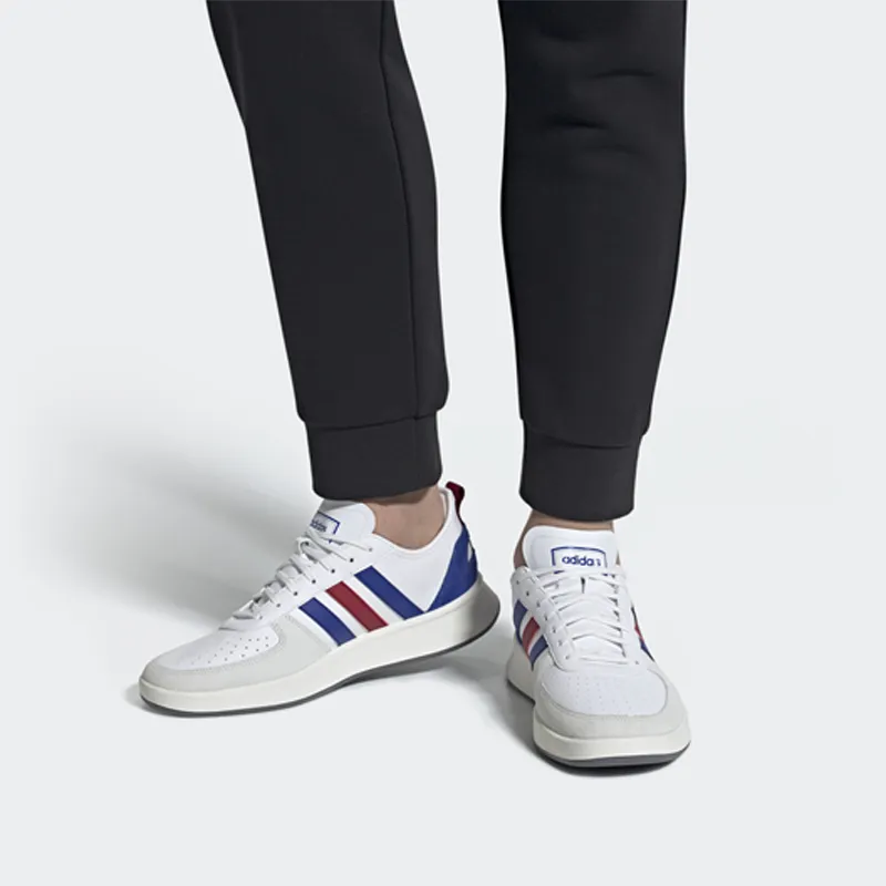 Adidas Court80s Cushioning Slip Resistant Low Top Tennis Shoes Men's White Blue Red-6
