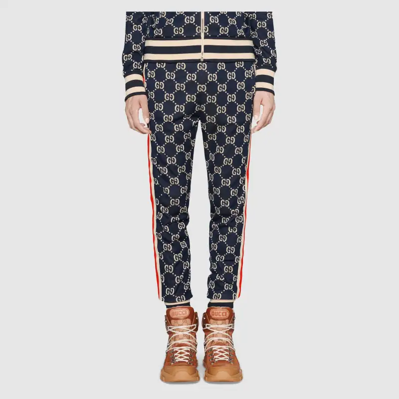 GUCCI GG Men Jacquard Jogging Pant Blue/Ivory-5