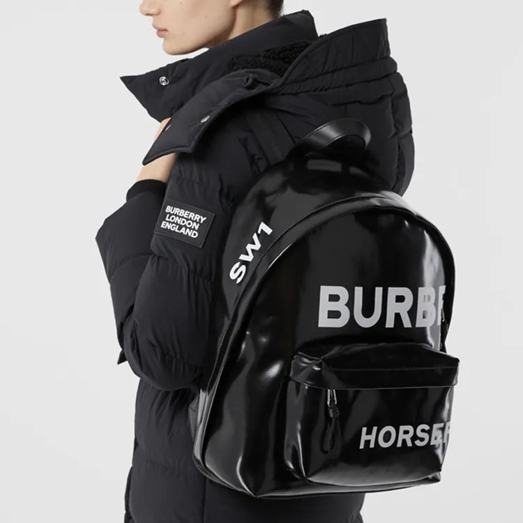 Burberry Horseferry Canvas Backpack Unisex Black-4