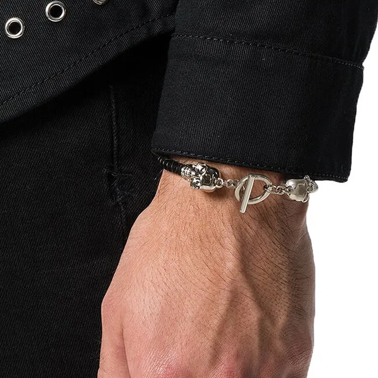 Alexander McQueen Skull motif Leather Bracelet-1