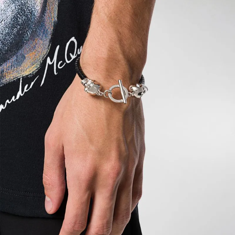 Alexander McQueen Skull motif Leather Bracelet-2