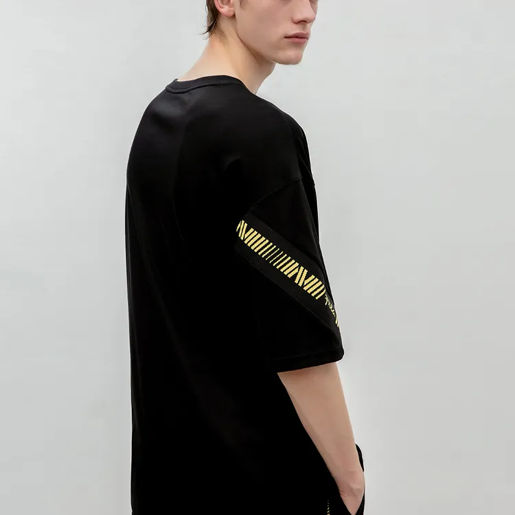 FILA Drop Shoulder Sleeve T Shirt Unisex Black-2