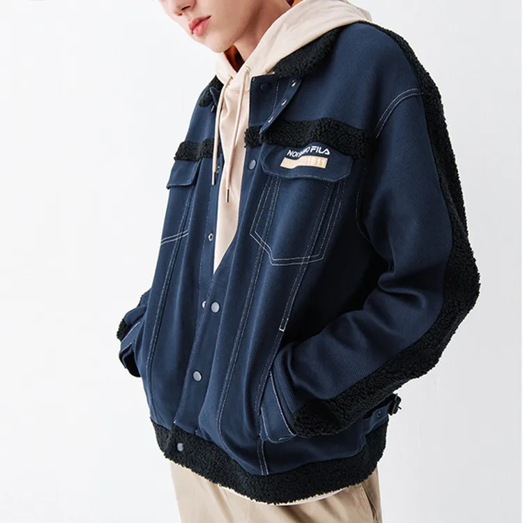 FILA FUSION Velvet Jackets Men Navy Blue-4