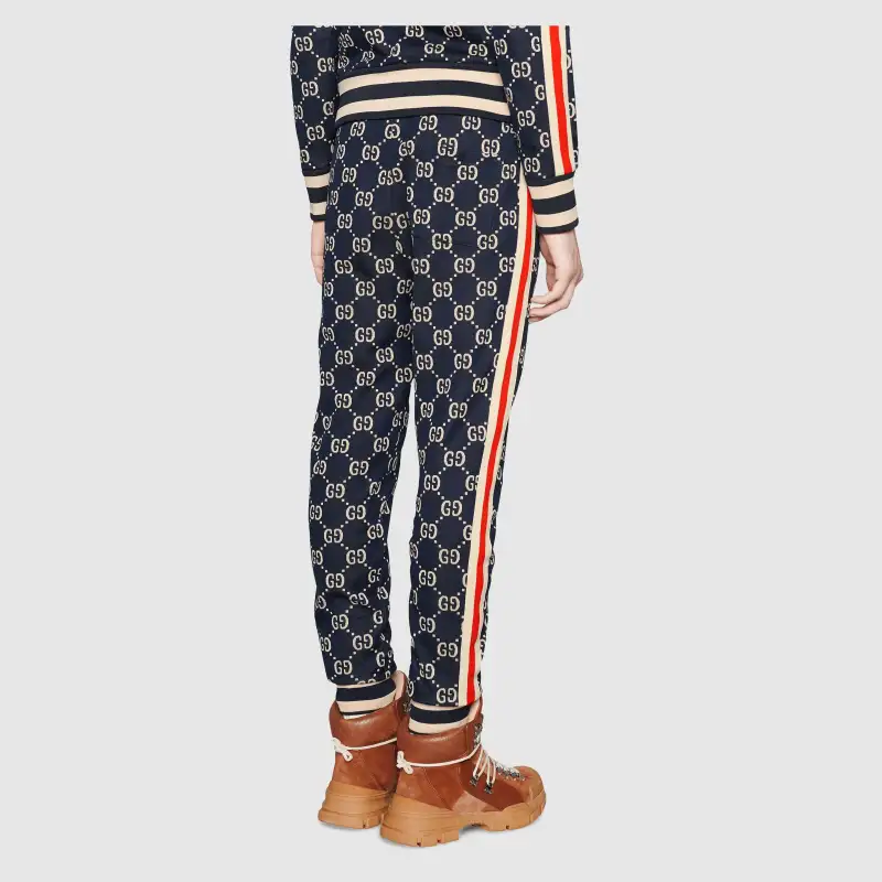 GUCCI GG Men Jacquard Jogging Pant Blue/Ivory-6