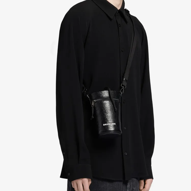 Balenciaga Sheepskin Water Bottle Bag, Handbag, Shoulder Bag Men's Black-5