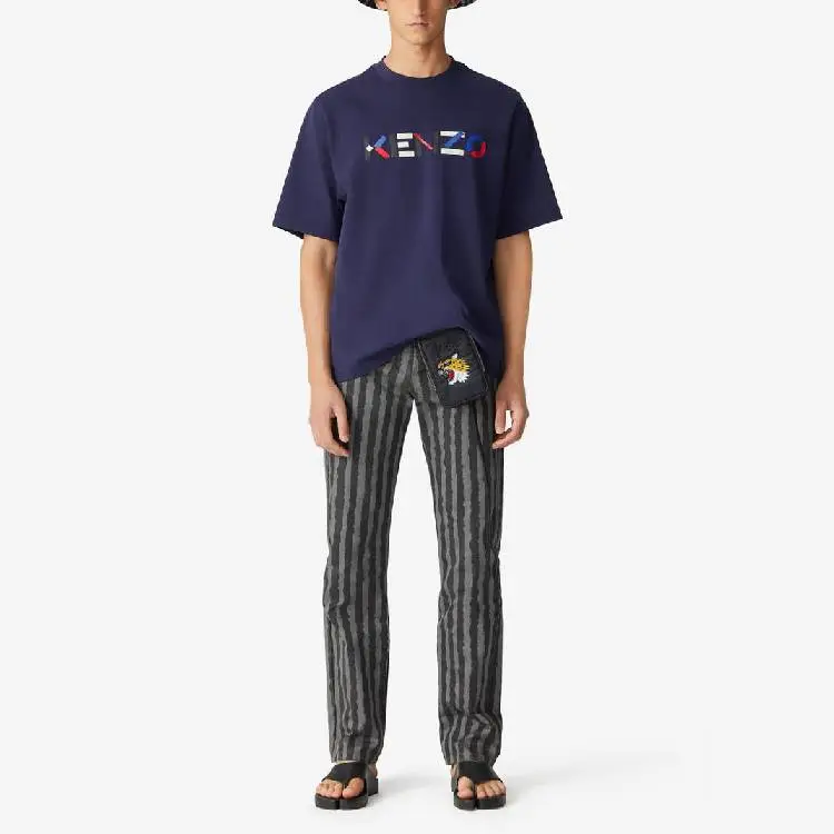KENZO Letter Logo T Shirts Men Navy-2
