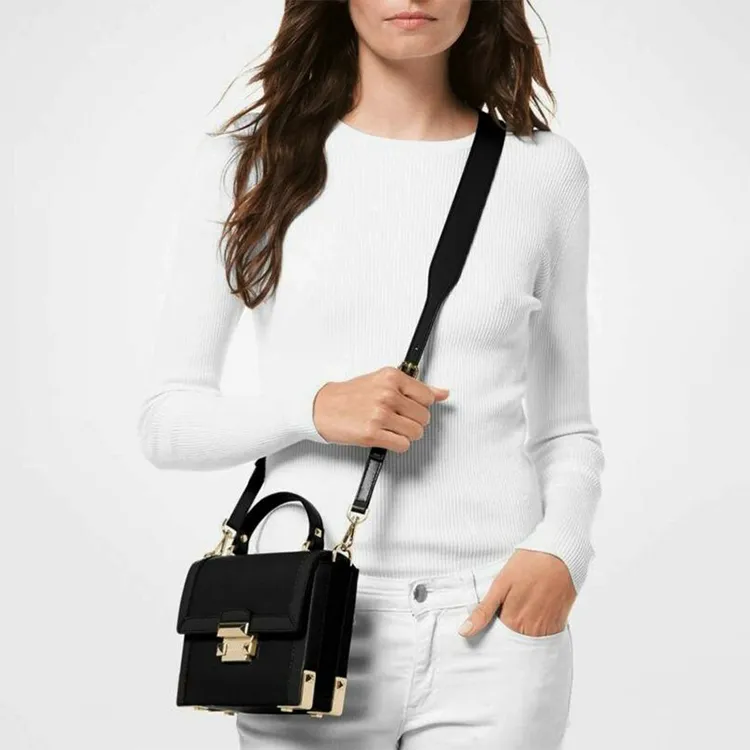 MICHAEL KORS Jayne Leather Handbag Shoulder Bag Crossbody Bag Small Size Women's Black-5