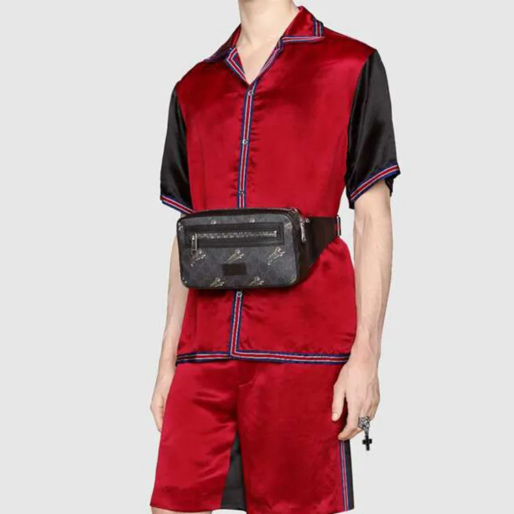GUCCI Leather Canvas With Leather Sling Bag Shoulder Bag Crossbody Bag Fanny Pack Men's Black Gray Color-7