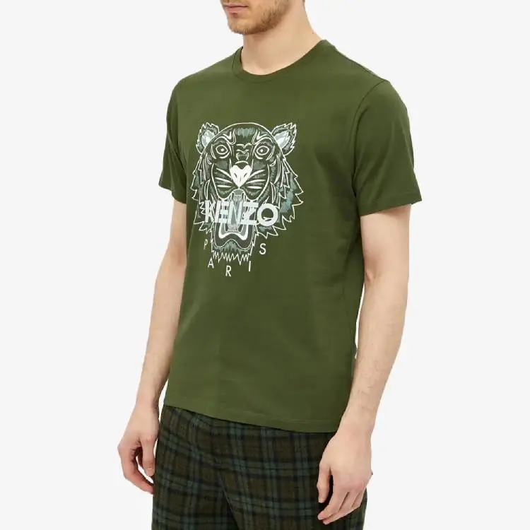 KENZO T Shirts Men Dark Khaki Green-2