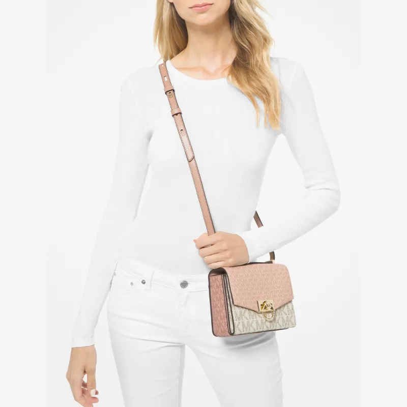 MICHAEL KORS Hendri Artificial Leather Crossbody Bags Women's Ballet Pink/Vanilla White-6