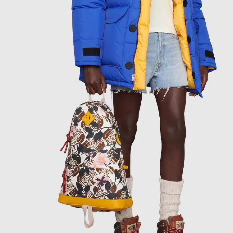GUCCI The North Face Collaboration Patchwork Backpack Medium Size Unisex Beige/Yellow-9