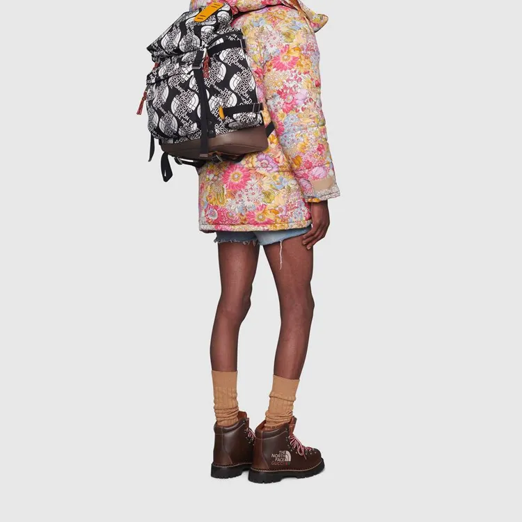 GUCCI The North Face Collaboration Nylon With Leather Dual Compartment Backpack Unisex Multicolor-9