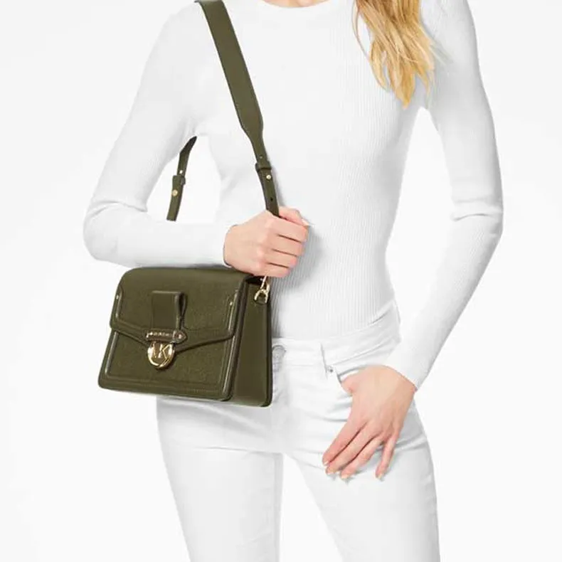 MICHAEL KORS Jessie Cow Leather Shoulder Bag Crossbody Bag Medium Size Women's Olive Green-3