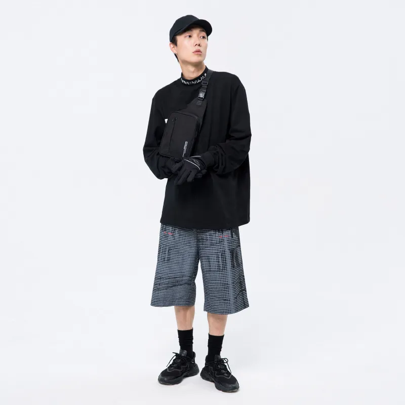 ROARINGWILD Loose Fit Shorts Unisex Blue Black-5