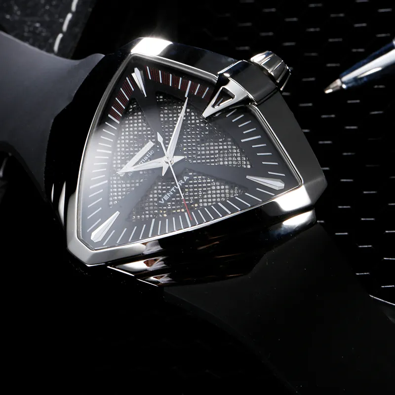 HAMILTON Automatic Mechanical Movement Men's Watches Watch 46mm Black Dial Stainless Steel Watch Case Rubber Strap-5