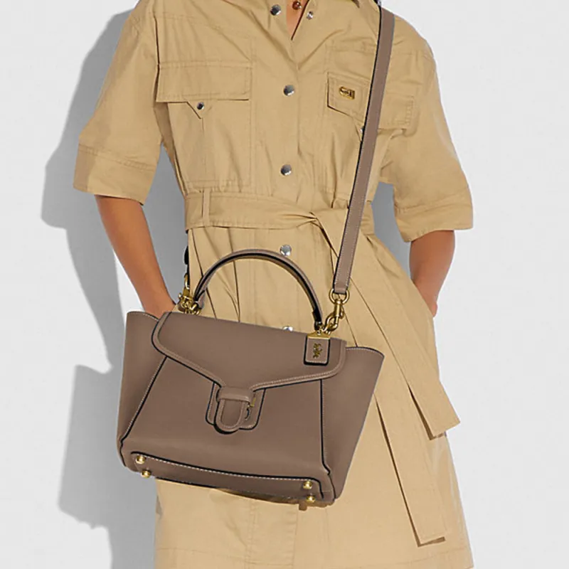 COACH Leather Shoulder Bag Crossbody Bag Handbag Large Size Women's Brown-3