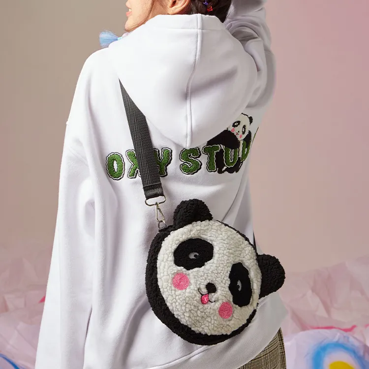 ORIGINAL X YOUTH Sherpa Crossbody Bag Regular Unisex Black White-5