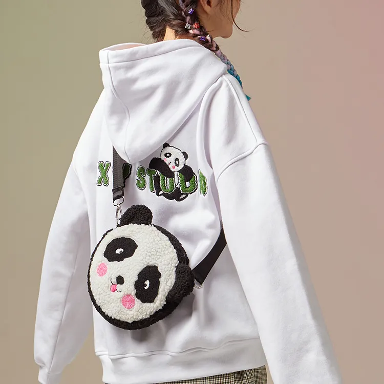 ORIGINAL X YOUTH Sherpa Crossbody Bag Regular Unisex Black White-6