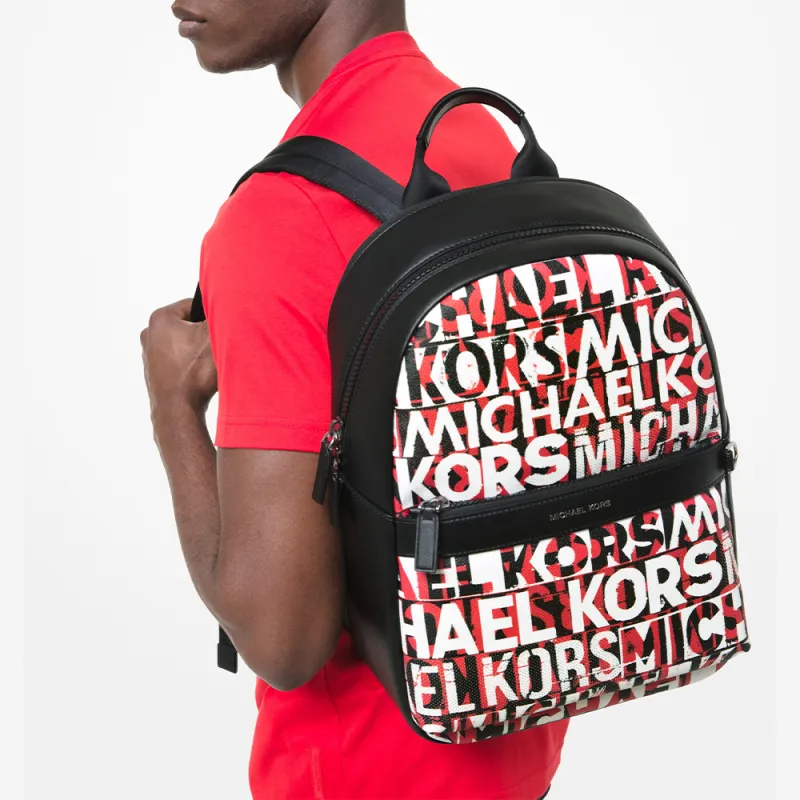 MICHAEL KORS Greyson Patchwork Cow Leather Backpack Regular Men's Black/Red-3