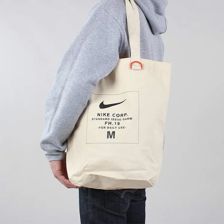 Nike Canvas Canvas Bag Tote Bag Shopping Bag Shoulder Bag Handbag Regular Unisex White-3