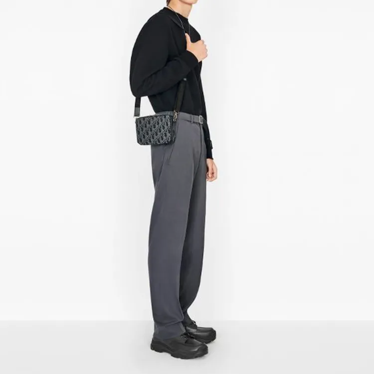 DIOR Fabric Shoulder Bag Crossbody Bag Wallet Men's Blue-5