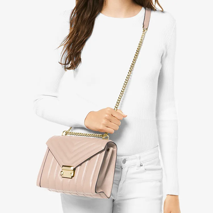 MICHAEL KORS Whitney Sheepskin Envelope Bag, Crossbody Bag, Shoulder Bag Women's Nude Pink-3