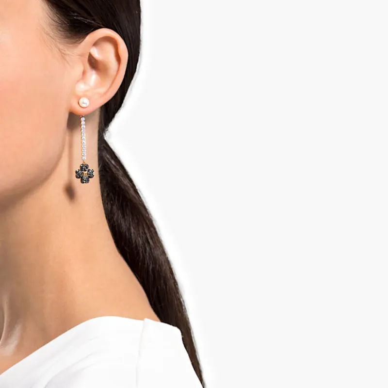 Swarovski Latisha Drop Earrings Women's Black-3