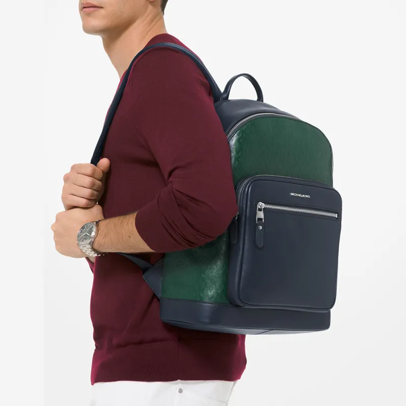 MICHAEL KORS Hudson Backpack Artificial Leather Men's Green/Dark Blue-4