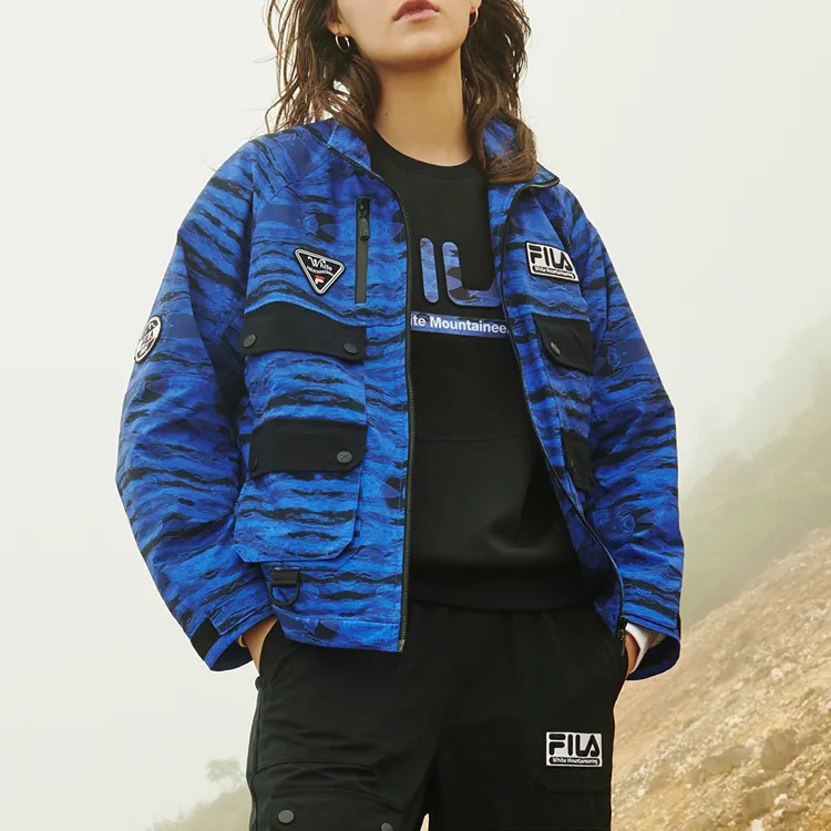 White Mountaineering X FILA FUSION Hakusan L Collaboration Collection Jackets Women's Deep Sea Phantom-2