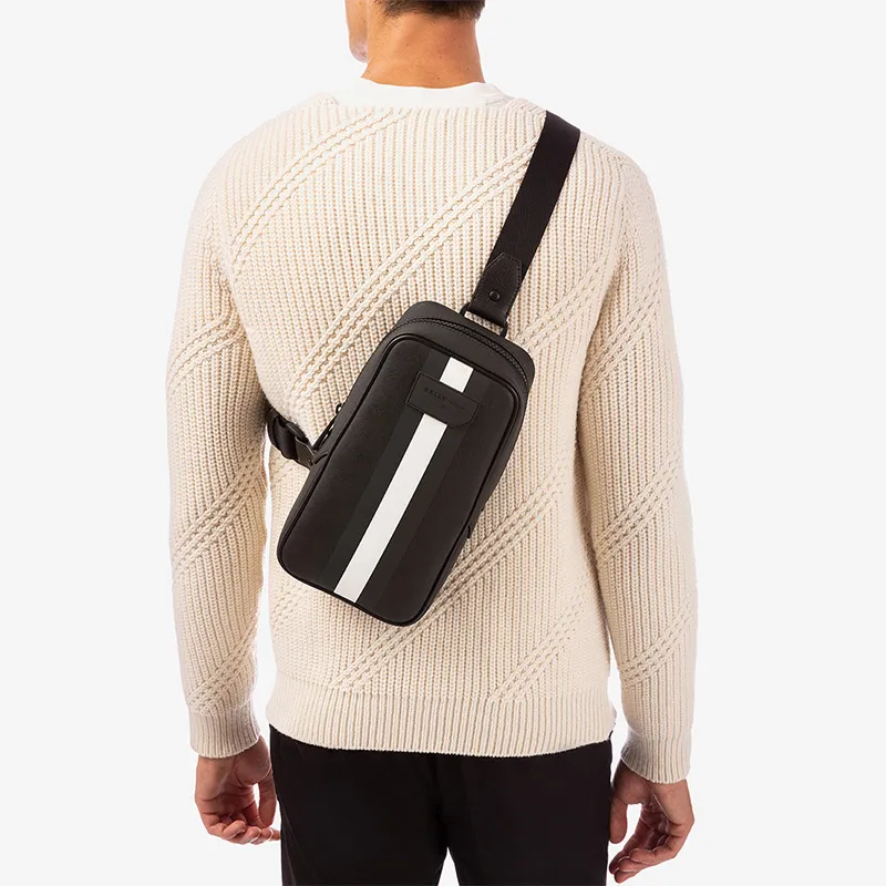 BALLY PVC Crossbody Bags Sling Bags Men's Black-4
