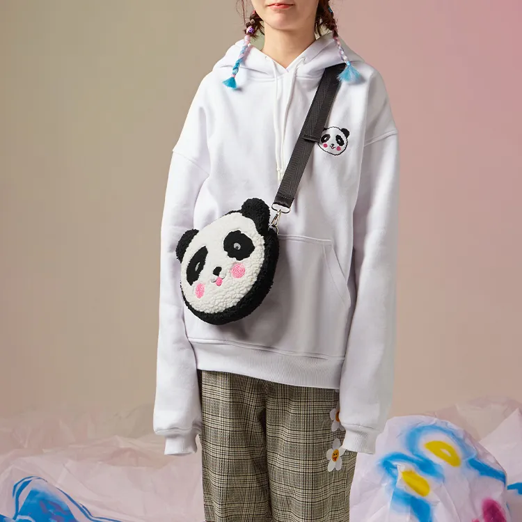 ORIGINAL X YOUTH Sherpa Crossbody Bag Regular Unisex Black White-4