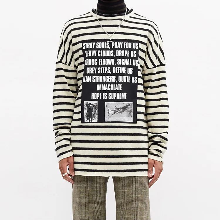 RAF SIMONS Archive Redux SS02 Poem Panel Striped Brushed Wool Sweater-1