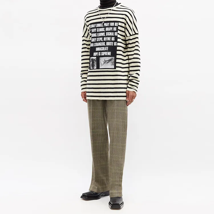 RAF SIMONS Archive Redux SS02 Poem Panel Striped Brushed Wool Sweater-3