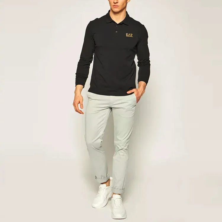 EMPORIO ARMANI EA7 Polo Shirt Men's Black Gold Logo-4