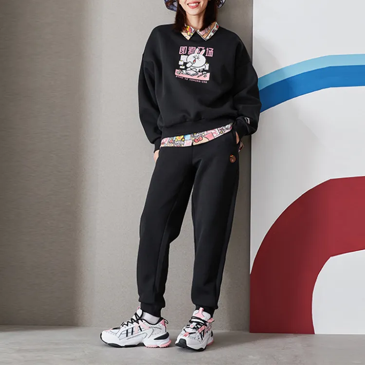 LINING Knitted Sweatpants Women's New Standard Black-3