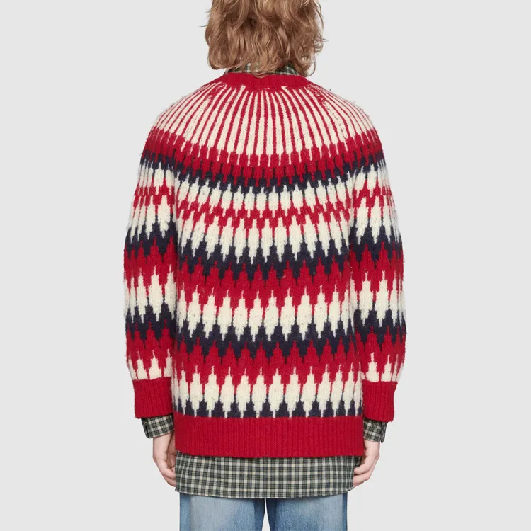 GUCCI Zigzag Jacquard Organic wool Cardigan-3