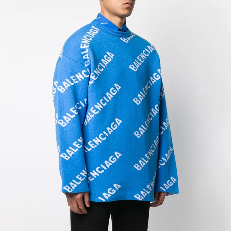 Balenciaga Sweater Loose Fit Men's Blue-4