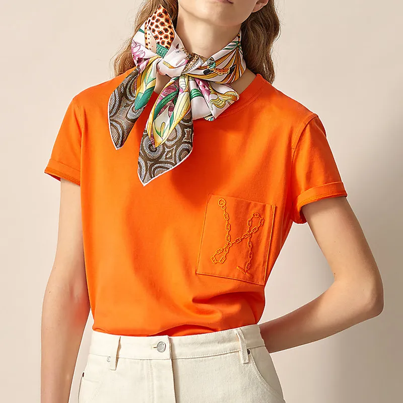 HERMES Silk Scarves Women's Light Pink/Green/Yellow-1