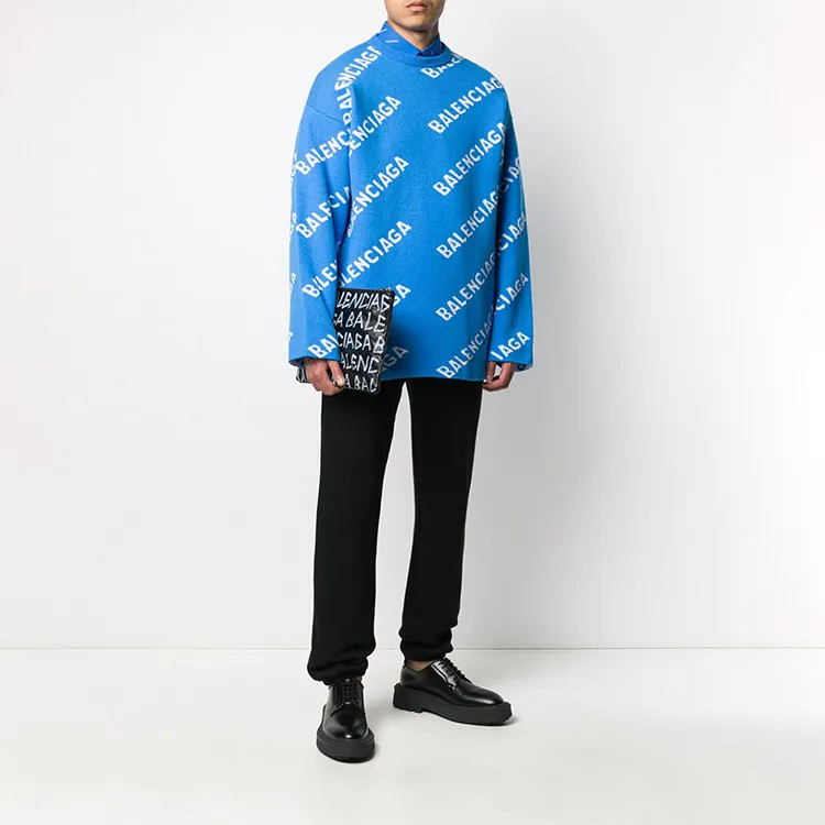 Balenciaga Sweater Loose Fit Men's Blue-2