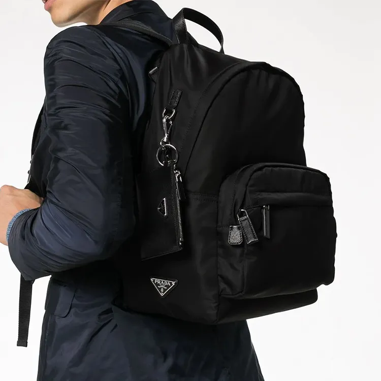 PRADA Fabric Backpack Regular Unisex Black-5