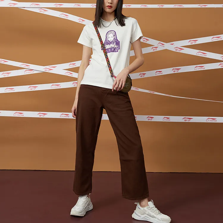 X-girl X LINING T-Shirts Women's Mist White-2